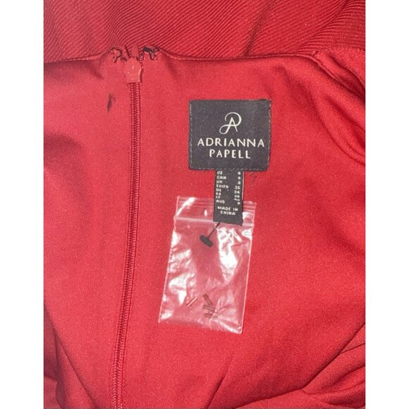 Adrianna Papell Womens Cocktail Dress Beaded Halter Knee Length Lined 4 Red New - Picture 8 of 11